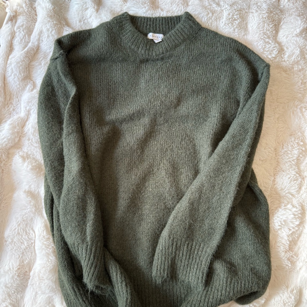 Topshop Olive Green Ribbed Knit Sweater